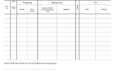 Pilot Logbook for glider pilots EU-FCL, German