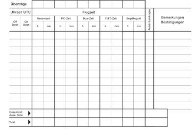 Pilot logbook for touring motorglider pilots EU-FCL, German