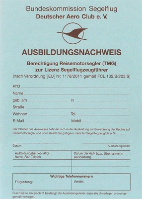 Ausbildungsnachweis Reisemotorsegler (TMG)