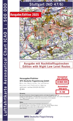 ICAO-Karten Deutschland 2025 mit Nachttiefflugstrecken