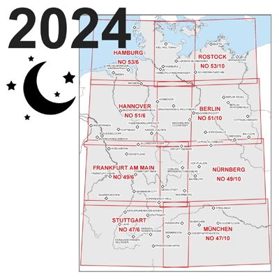 ICAO-Karten Deutschland 2024 mit Nachttiefflugstrecken (Vorbestellung)