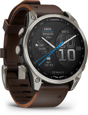 Garmin D2 Mach 2 (47 mm) Aviator Smartwatch mit Lederband