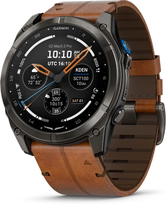 Garmin D2 Mach 2 Pro LTE (51 mm) Aviator Smartwatch mit Lederband