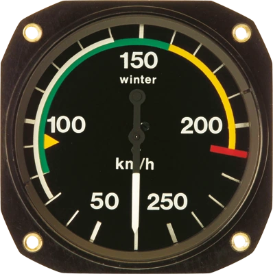 Winter airspeed indicator - housing Ø 80 mm - 360° dial